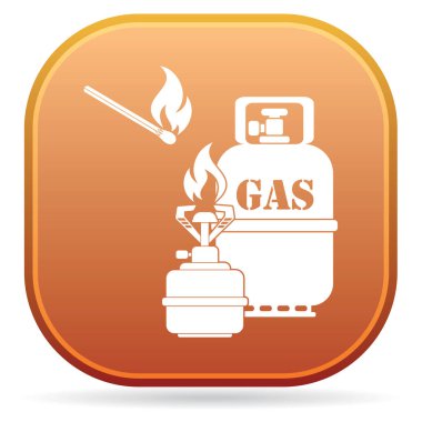 Kamp ocağı gaz şişesi simge vektör ile. Vektör çizim