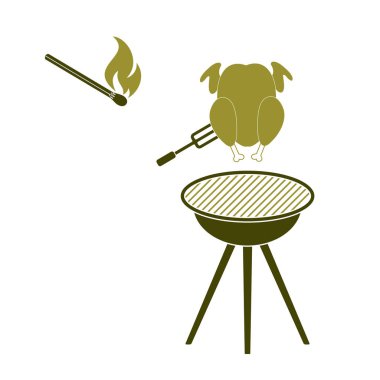 Izgara tavuk simgesi. Vektör illustratio