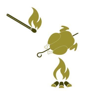 Izgara tavuk simgesi. Vektör illustratio