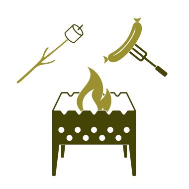 Mangal, Zephyr'i ve sosis simgesi. Vektör illustratio