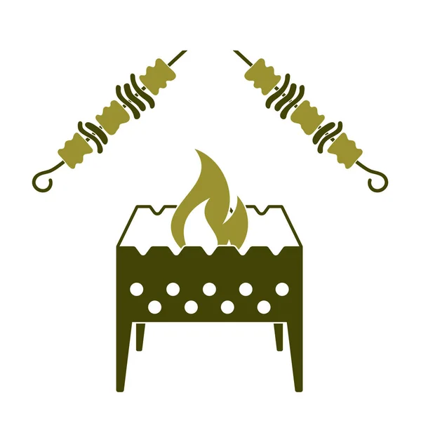 Kohlenbecken Grill Mit Dönersymbol Vektor Illustratio — Stockvektor