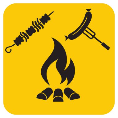 Izgara Kebap ve sosis simgesi. Vektör illustratio