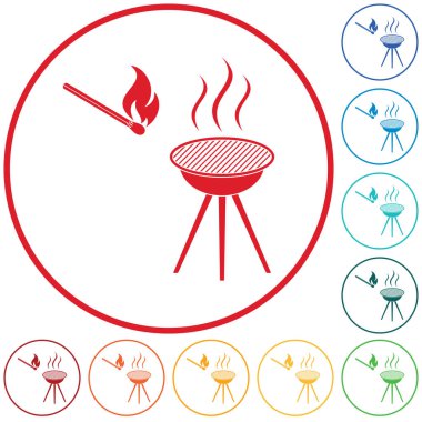 Barbekü simgesi. Düz vektör illustratio