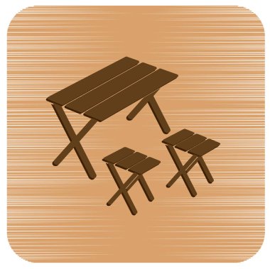 Kamp tablo ve dışkı simgesi. Vektör illustratio