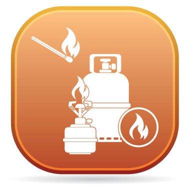 Kamp ocağı gaz şişesi simge vektör ile. Vektör çizim