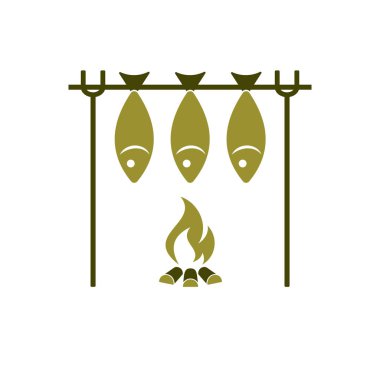 Izgara balık simgesi. Vektör illustratio