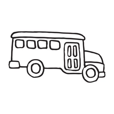 Çizgi film okul otobüsü. Çizilmiş vektör çizim