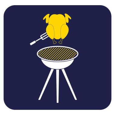 Barbekü ızgara tavuk simgesi olan. Vektör illustratio