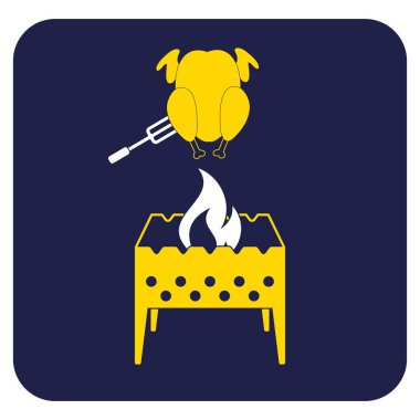Mangal şiş ve tavuk simgesi. Vektör illustratio