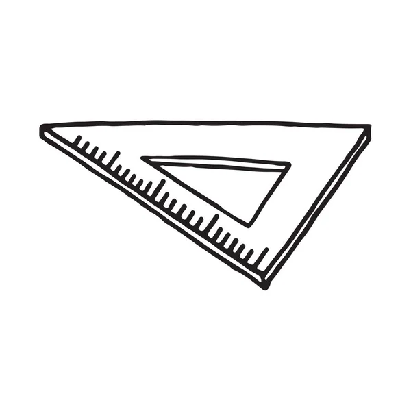 Doodle För Hand Dras Linjal Triangelikonen Vektorillustration — Stock vektor