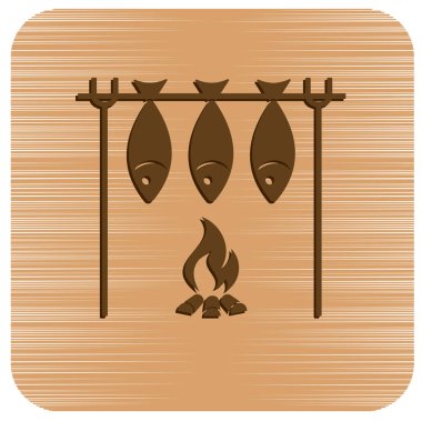 Izgara balık simgesi. Vektör illustratio