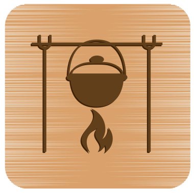 Yangın ve pot simgesi. Vektör çizim