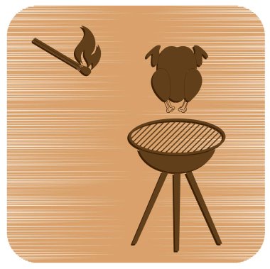 Barbekü ızgara tavuk simgesi olan. Vektör illustratio