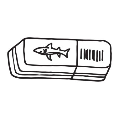 Elle çizilmiş silgi. Okula dön, simge kroki. Dekorasyon öğesi. Vektör çizim