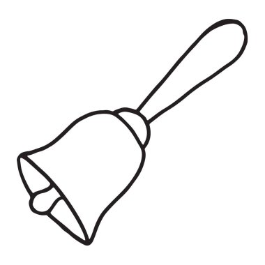 Elle çizilmiş çan doodle. Okula dön, simge kroki. Dekorasyon öğesi. Vektör çizim