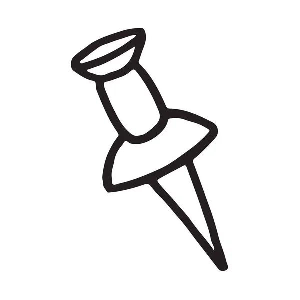 El çekilmiş moda raptiye simgesi. El çekilmiş siyah kroki. İşareti doodle sembolü. Beyaz arka plan üzerinde izole. Düz tasarım. Vektör çizim