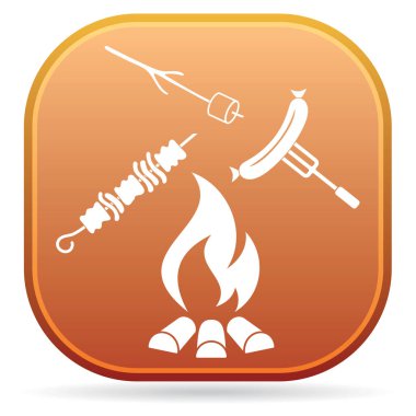 Izgara sosis, Zephyr'i ve Kebap simgesi. Vektör illustratio