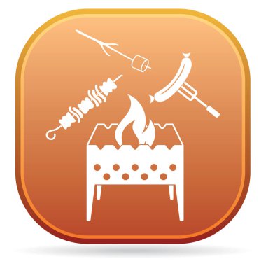 Mangal, Zephyr'i, kebap ve sosis simgesi. Vektör illustratio