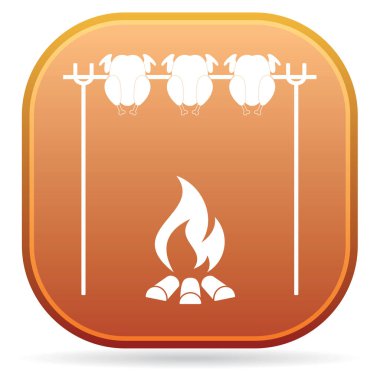 Izgara tavuk simgesi. Vektör illustratio