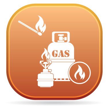 Kamp ocağı gaz şişesi simge vektör ile. Vektör çizim