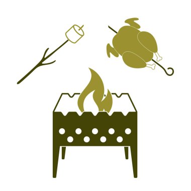 Mangal, Zephyr'i ve tavuk simgesi. Vektör illustratio