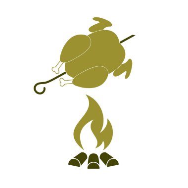 Izgara tavuk simgesi. Vektör illustratio