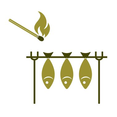 Izgara balık simgesi. Vektör illustratio