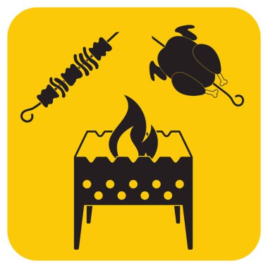 Mangal, kebap ve tavuk. Vektör illustratio