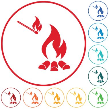 Kamp ateşi siluet simge. Vektör illustratio