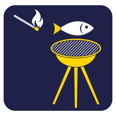 Izgara balık simgesi. Vektör illustratio