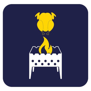 Mangal şiş ve tavuk simgesi. Vektör illustratio