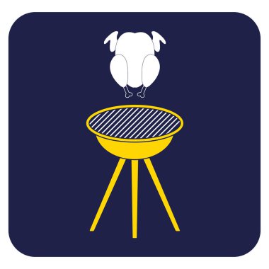 Izgara tavuk simgesi. Vektör illustratio