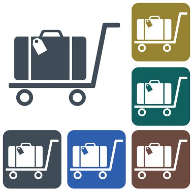 Bagaj arabası düz simge vektör çizim