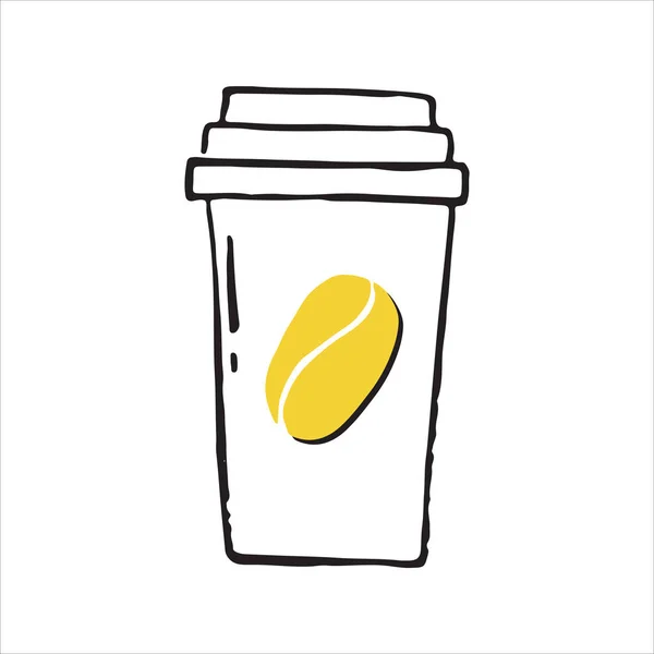 Handdrawn Καφέ Γυάλινο Δοχείο Doodle Εικονίδιο Επίπεδη Σχεδίαση Εικονογράφηση Διάνυσμα — Διανυσματικό Αρχείο