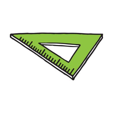 El çekilmiş cetvel üçgen doodle simgesi. Vektör çizim