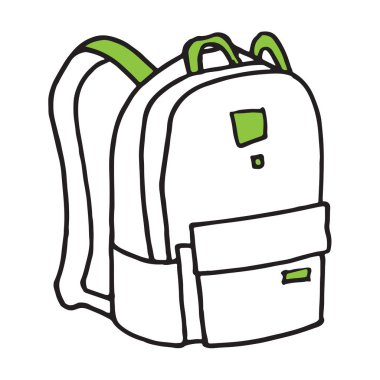 Okul veya kamp sırt çantası, doodle sanat