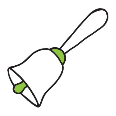 Elle çizilmiş çan doodle. Okula dön, simge kroki. Dekorasyon öğesi. Vektör çizim
