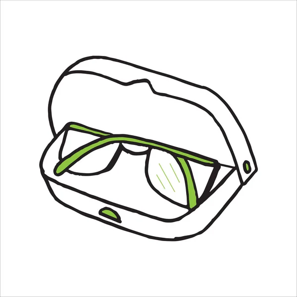 Doodle Symbolbrille Etui Eine Einfache Zeichnung Ohne Gießen Vektorillustration — Stockvektor