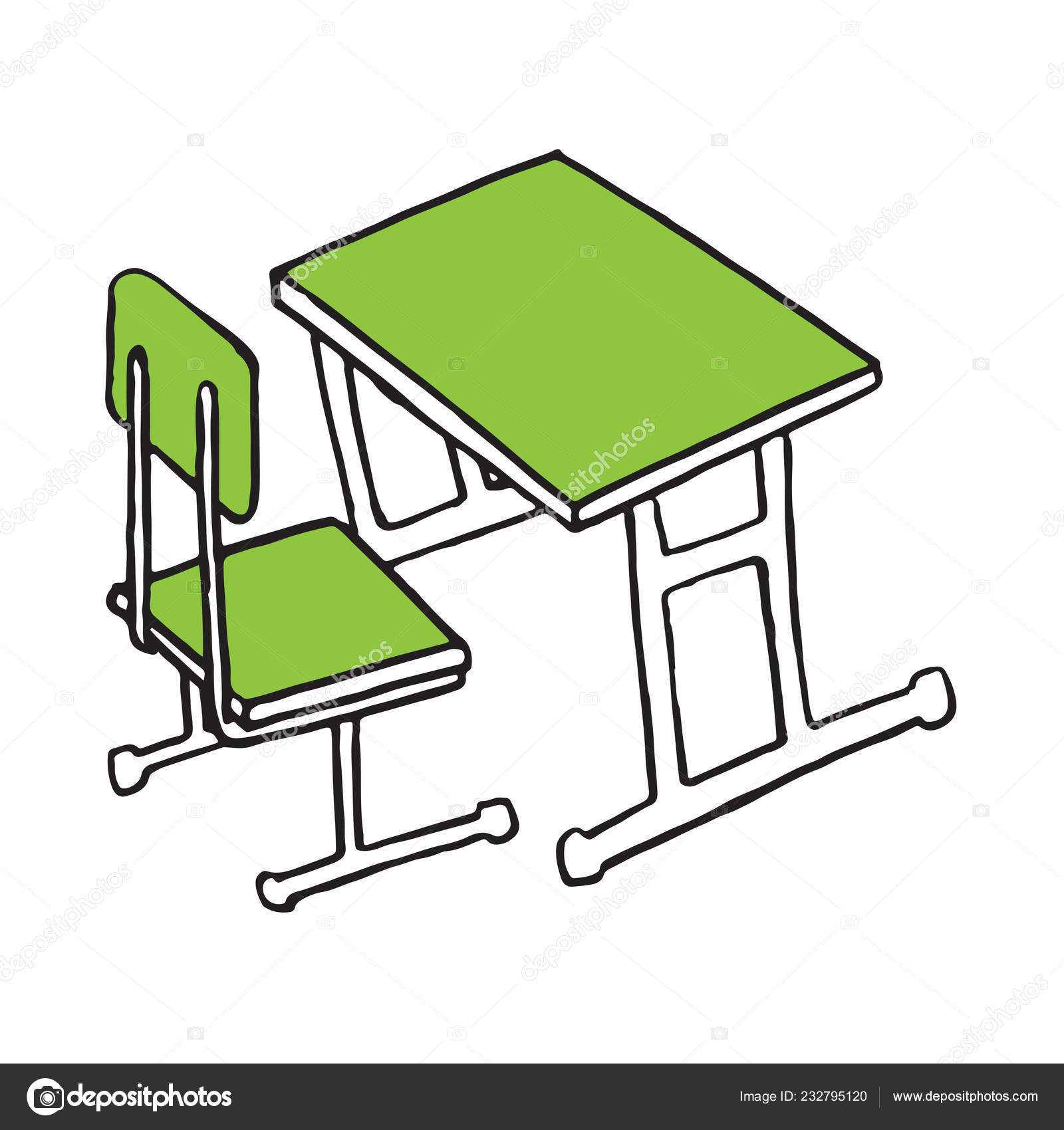 School Desk Isolated Hand Drawing Vector Illustration Design
