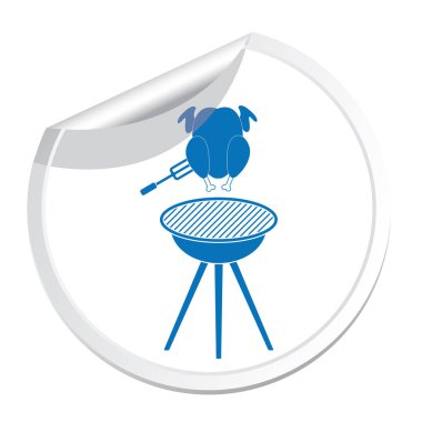 Barbekü ızgara tavuk simgesi olan. Vektör illustratio