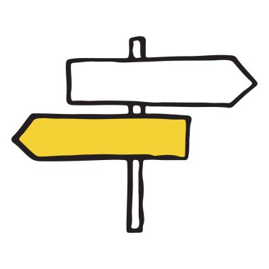 Yol işareti el çizilmiş anahat doodle simgesi. Vektör çizim