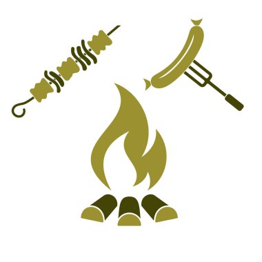 Izgara Kebap ve sosis simgesi. Vektör illustratio