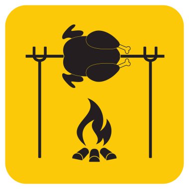 Izgara tavuk simgesi. Vektör illustratio