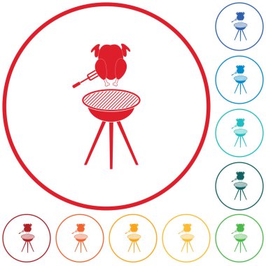 Barbekü ızgara tavuk simgesi olan. Vektör illustratio