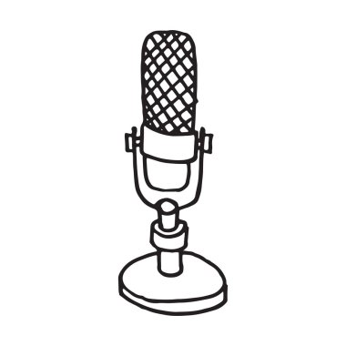 Handdrawn microphone doodle icon. Vector illustration clipart