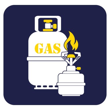 Kamp ocağı gaz şişesi simge vektör ile. Vektör çizim