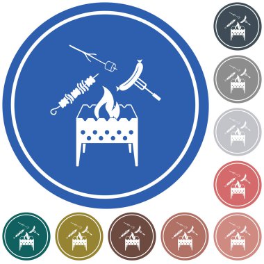 Mangal, Zephyr'i, kebap ve sosis simgesi. Vektör illustratio