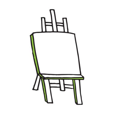 Şövale karikatür vektör çizim, elle çizilmiş style, beyaz arka plan üzerinde izole