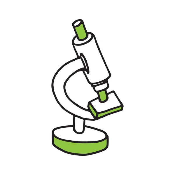 Hand Drawn Microscope Doodle Icon Flat Design Vector Illustration — Stock Vector