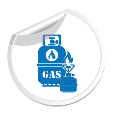 Kamp ocağı gaz şişesi simgesi olan. Vektör çizim